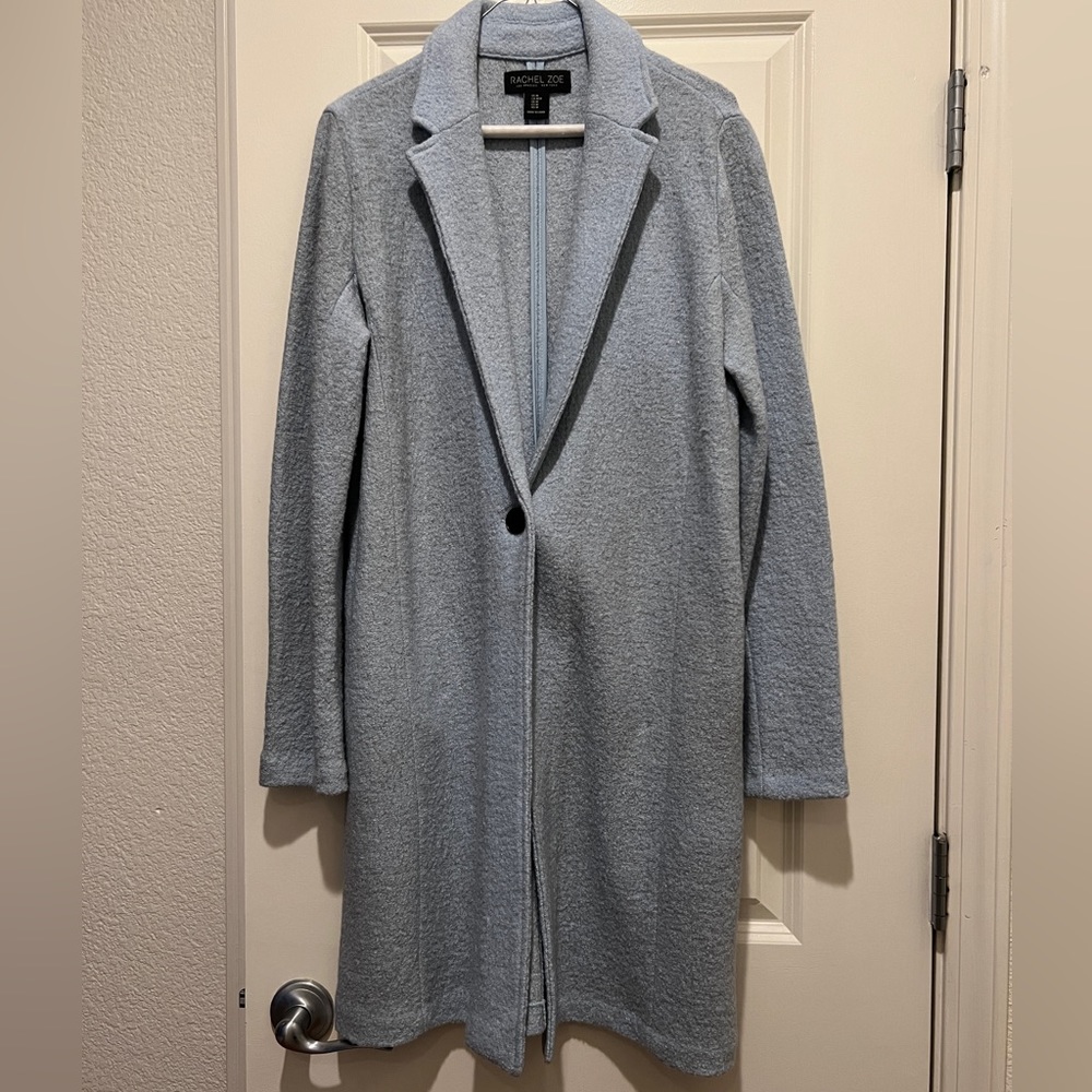 Rachel Zoe Boucle Tailored Coat in Light Blue. Size Medium.